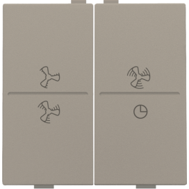 Touche double avec symbole ventilation 0 à 3 pour interrupteur sans fil ou bouton-poussoir à 4 boutons de commande, couleur bronze coated