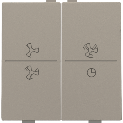 Touche double avec symbole ventilation 0 à 3 pour interrupteur sans fil ou bouton-poussoir à 4 boutons de commande, couleur bronze coated