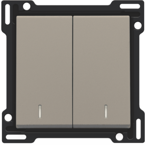 Set de finition avec double voyant pour interrupteur double allumage, interrupteur va-et-vient + bouton-poussoir N.O., interrupteur va-et-vient double ou bouton-poussoir double N.O. ou N.F., couleur bronze coated