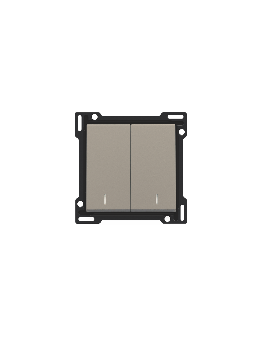 Set de finition avec double voyant pour interrupteur double allumage, interrupteur va-et-vient + bouton-poussoir N.O., interrupteur va-et-vient double ou bouton-poussoir double N.O. ou N.F., couleur bronze coated