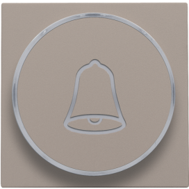 Set de finition avec anneau transparent avec symbole sonnette pour bouton-poussoir 6 A avec LED couleur ambre avec culot E10, couleur bronze coated