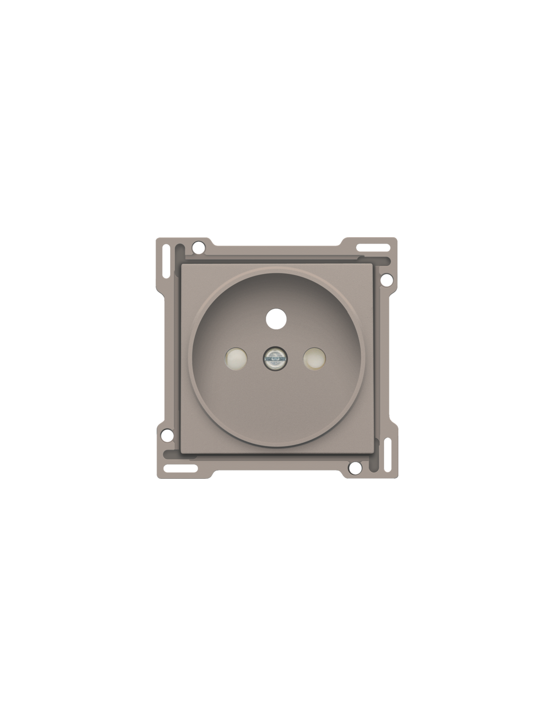 Set de finition pour prise de courant avec broche de terre et obturateurs de protection, profondeur d’encastrement de 21 mm, couleur bronze coated