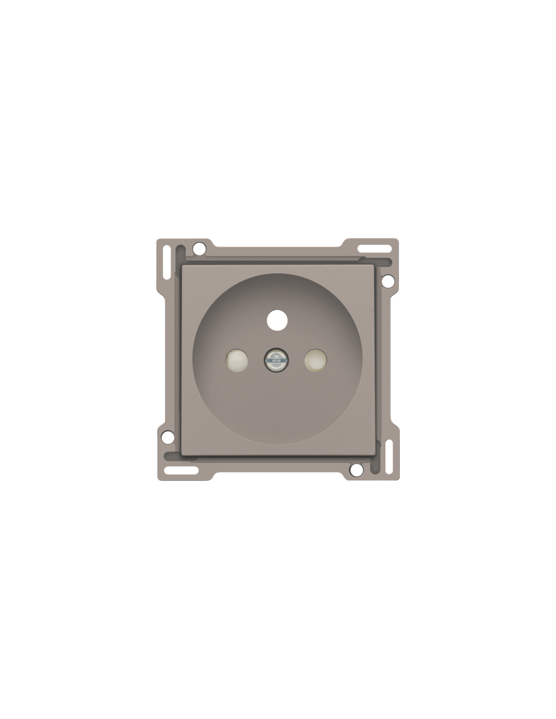 Set de finition pour prise de courant avec broche de terre et obturateurs de protection, profondeur d’encastrement de 28,5 mm, couleur bronze coated