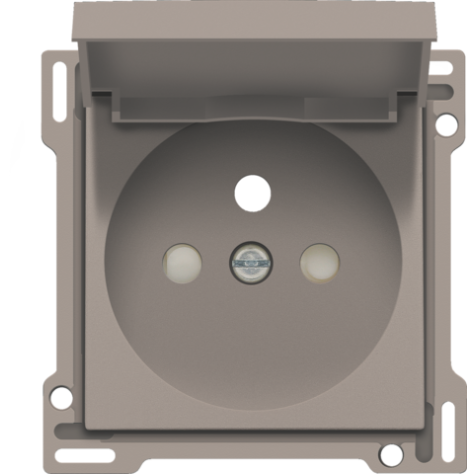 Set de finition pour prise de courant avec clapet, broche de terre et obturateurs de protection, profondeur d’encastrement de 28,5 mm, couleur bronze coated