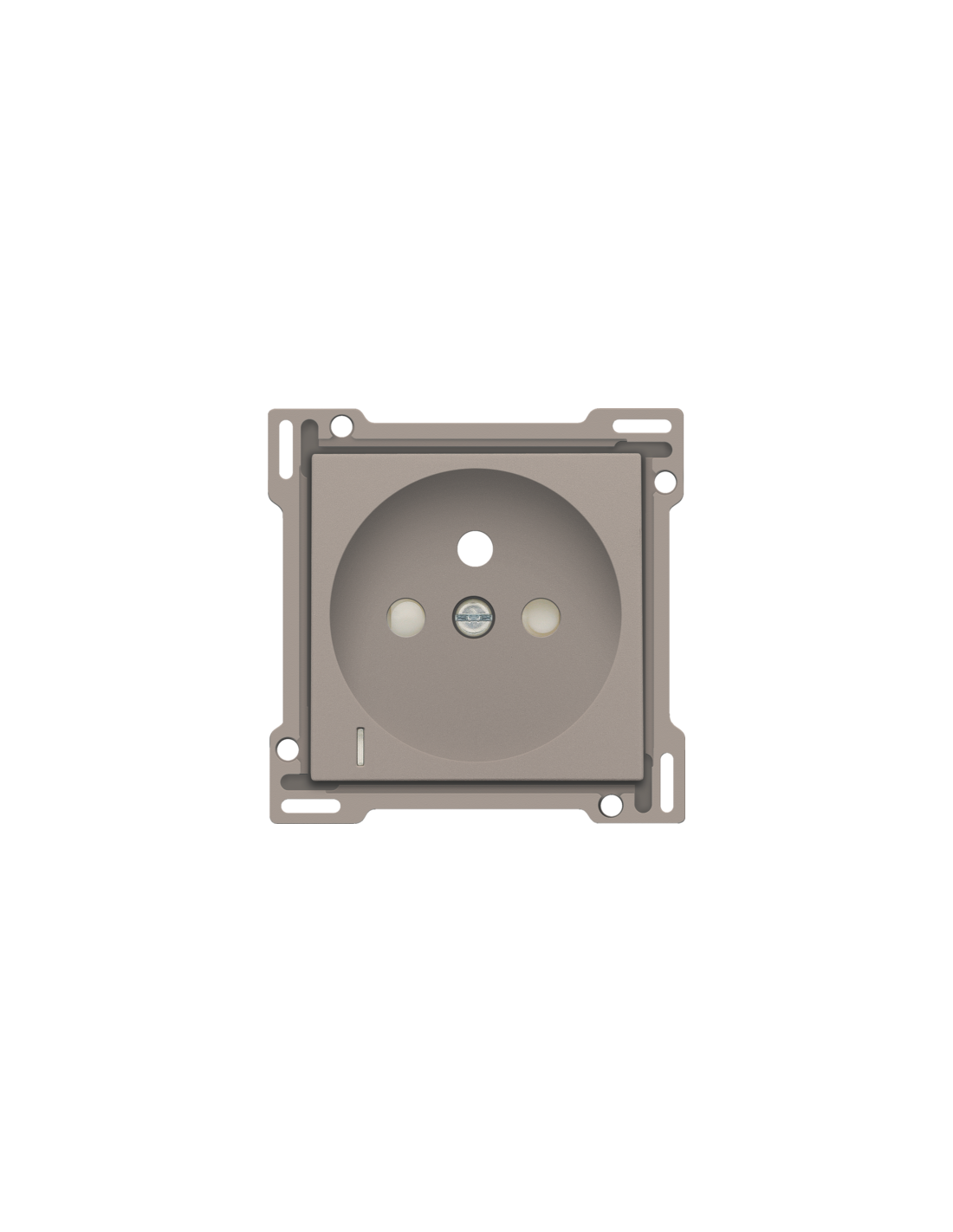 Set de finition avec voyant transparent pour prise de courant avec indication de tension, broche de terre et obturateurs de protection, profondeur d'encastrement de 28,5 mm, couleur bronze coated