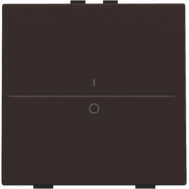 Touche simple avec marquage I et 0 pour interrupteur sans fil ou bouton-poussoir à deux boutons de command, couleur dark brown coated