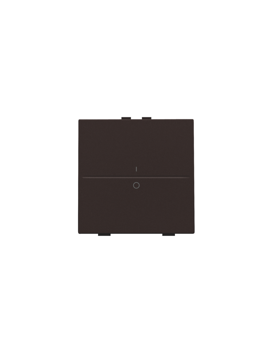 Touche simple avec marquage I et 0 pour interrupteur sans fil ou bouton-poussoir à deux boutons de command, couleur dark brown coated