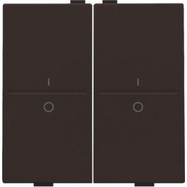 Touche double avec marquage I et 0 pour interrupteur sans fil ou bouton-poussoir à 4 boutons de commande, couleur dark brown coated