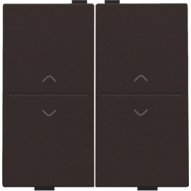 Touche double avec flèches vers le haut et vers le bas pour interrupteur sans fil ou bouton-poussoir à 4 boutons de commande, couleur dark brown coated