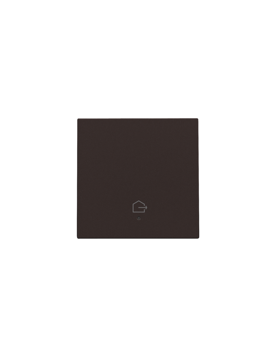 Set de finition avec lentille pour interrupteur simple connecté, symbole "quitter la maison", couleur dark brown coated