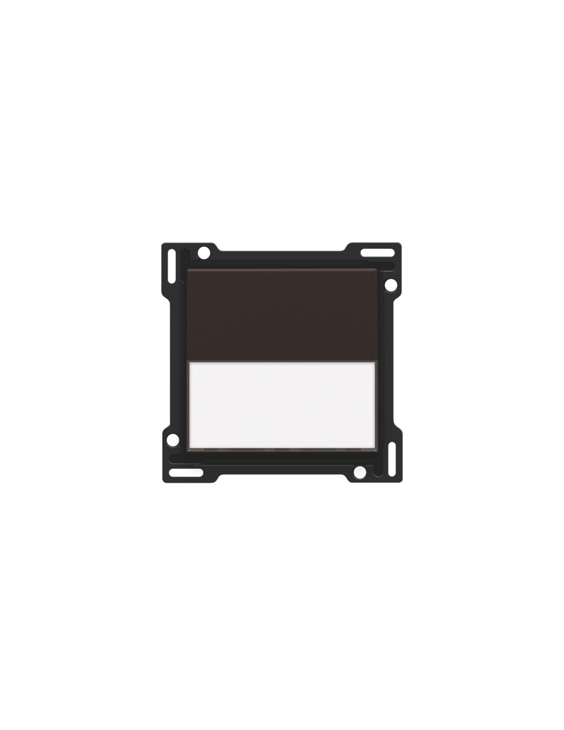 Set de finition avec porte-étiquette pour interrupteur ou bouton-poussoir simple, couleur dark brown coated