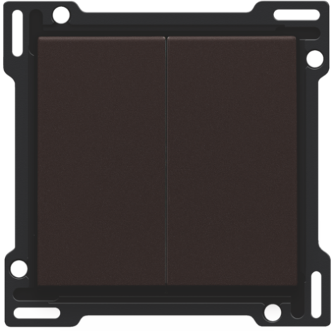 Set de finition pour interrupteur double allumage, interrupteur va-et-vient + bouton-poussoir N.O., interrupteur va-et-vient double ou bouton-poussoir double N.O. ou N.F., couleur dark brown coated