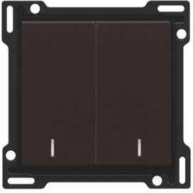Set de finition avec double voyant pour interrupteur double allumage, interrupteur va-et-vient + bouton-poussoir N.O., interrupteur va-et-vient double ou bouton-poussoir double N.O. ou N.F., couleur dark brown coated