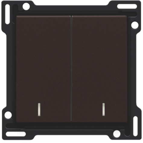 Set de finition avec double voyant pour interrupteur double allumage, interrupteur va-et-vient + bouton-poussoir N.O., interrupteur va-et-vient double ou bouton-poussoir double N.O. ou N.F., couleur dark brown coated