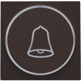 Set de finition avec anneau transparent avec symbole sonnette pour bouton-poussoir 6 A avec LED couleur ambre avec culot E10, couleur dark brown coated