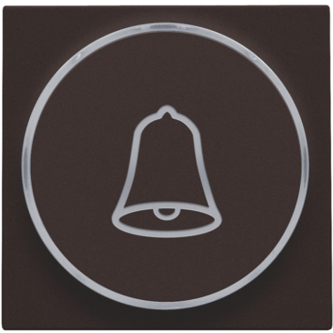 Set de finition avec anneau transparent avec symbole sonnette pour bouton-poussoir 6 A avec LED couleur ambre avec culot E10, couleur dark brown coated