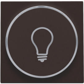 Set de finition avec anneau transparent avec symbole lampe pour bouton-poussoir 6 A avec LED couleur ambre avec culot E10, couleur dark brown coated