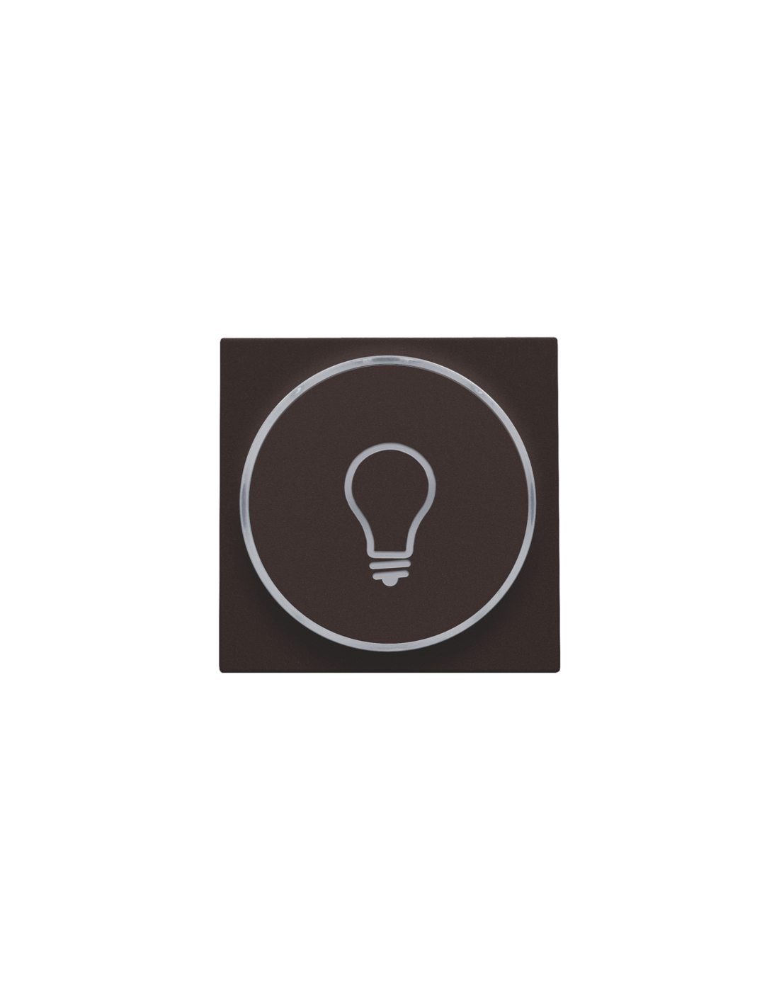 Set de finition avec anneau transparent avec symbole lampe pour bouton-poussoir 6 A avec LED couleur ambre avec culot E10, couleur dark brown coated