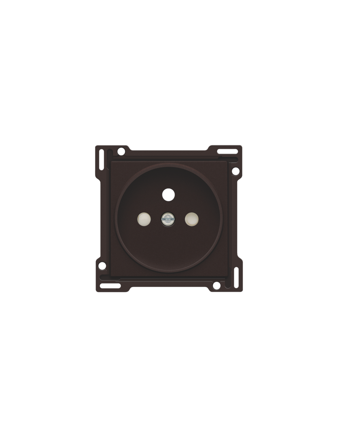 Set de finition pour prise de courant avec broche de terre et obturateurs de protection, profondeur d’encastrement de 21 mm, couleur dark brown coated