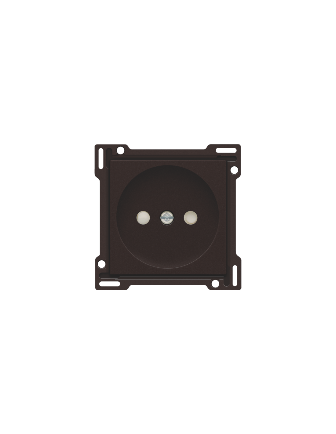 Set de finition pour prise de courant sans terre, avec obturateurs de protection, profondeur d’encastrement de 21 mm, couleur dark brown coated