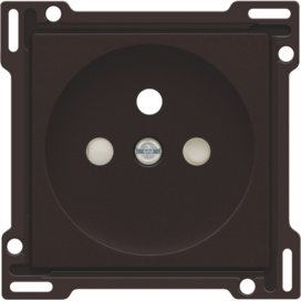 Set de finition pour prise de courant avec broche de terre et obturateurs de protection, profondeur d’encastrement de 28,5 mm, couleur dark brown coated