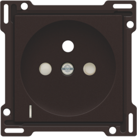 Set de finition avec voyant transparent pour prise de courant avec indication de tension, broche de terre et obturateurs de protection, profondeur d'encastrement de 28,5 mm, couleur dark brown coated