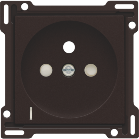 Set de finition avec voyant transparent pour prise de courant avec indication de tension, broche de terre et obturateurs de protection, profondeur d'encastrement de 28,5 mm, couleur dark brown coated