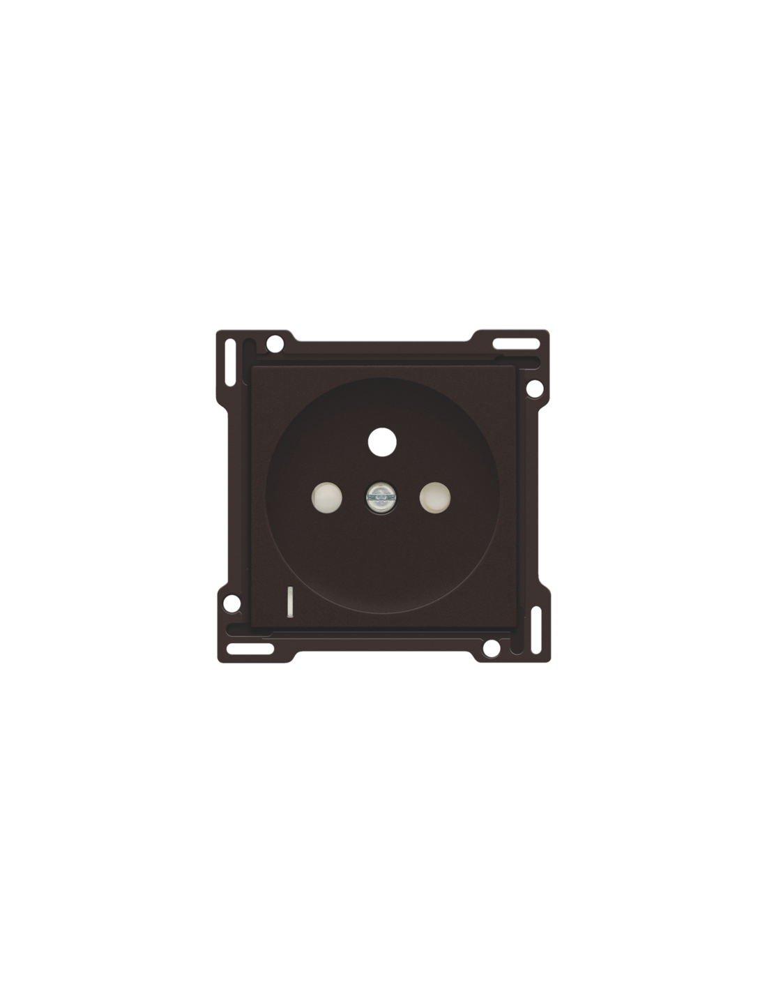 Set de finition avec voyant transparent pour prise de courant avec indication de tension, broche de terre et obturateurs de protection, profondeur d'encastrement de 28,5 mm, couleur dark brown coated