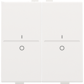 Touche double avec marquage I et 0 pour interrupteur sans fil ou bouton-poussoir à 4 boutons de commande, couleur white coated