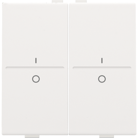 Touche double avec marquage I et 0 pour interrupteur sans fil ou bouton-poussoir à 4 boutons de commande, couleur white coated