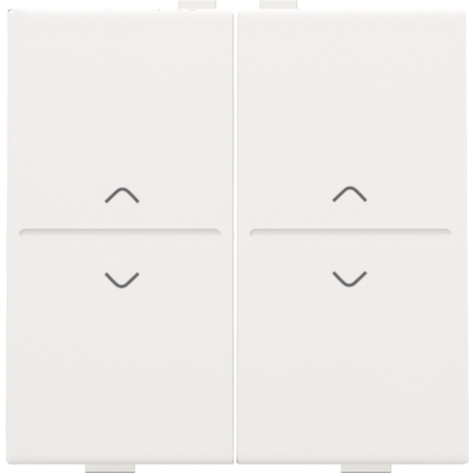 Touche double avec flèches vers le haut et vers le bas pour interrupteur sans fil ou bouton-poussoir à 4 boutons de commande, couleur white coated