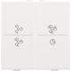 Touche double avec symbole ventilation 0 à 3 pour interrupteur sans fil ou bouton-poussoir à 4 boutons de commande, couleur white coated