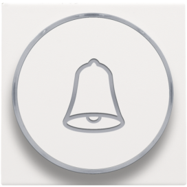 Set de finition avec anneau transparent avec symbole sonnette pour bouton-poussoir 6 A avec LED couleur ambre avec culot E10, couleur white coated