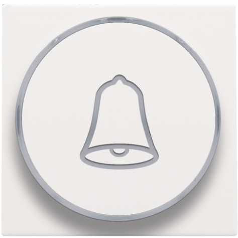 Set de finition avec anneau transparent avec symbole sonnette pour bouton-poussoir 6 A avec LED couleur ambre avec culot E10, couleur white coated