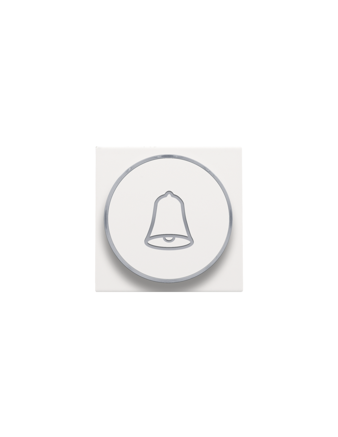 Set de finition avec anneau transparent avec symbole sonnette pour bouton-poussoir 6 A avec LED couleur ambre avec culot E10, couleur white coated