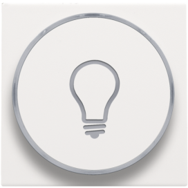 Set de finition avec anneau transparent avec symbole lampe pour bouton-poussoir 6 A avec LED couleur ambre avec culot E10, couleur white coated