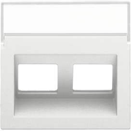 Enjoliveur data 2x RJ sortie oblique, couleur white coated