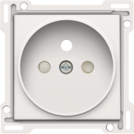 Set de finition pour prise de courant avec broche de terre et obturateurs de protection, profondeur d’encastrement de 21 mm, couleur white coated