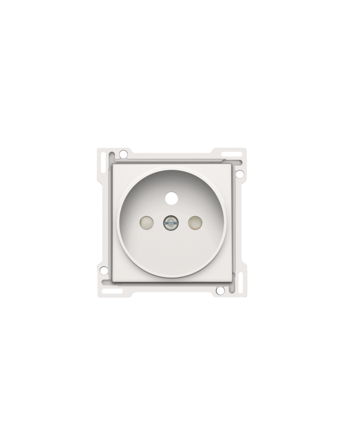 Set de finition pour prise de courant avec broche de terre et obturateurs de protection, profondeur d’encastrement de 21 mm, couleur white coated