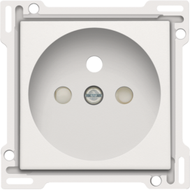 Set de finition pour prise de courant avec broche de terre et obturateurs de protection, profondeur d’encastrement de 28,5 mm, couleur white coated