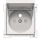 Set de finition pour prise de courant avec clapet, broche de terre et obturateurs de protection, profondeur d’encastrement de 28,5 mm, couleur white coated