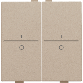 Touche double avec marquage I et 0 pour interrupteur sans fil ou bouton-poussoir à 4 boutons de commande, couleur champagne coated