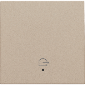 Set de finition avec lentille pour interrupteur simple connecté, symbole "quitter la maison", couleur champagne coated