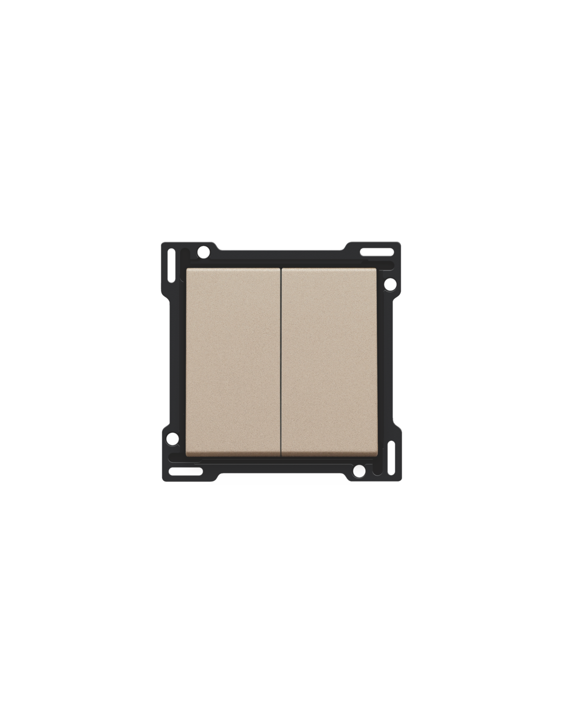 Set de finition pour interrupteur double allumage, interrupteur va-et-vient + bouton-poussoir N.O., interrupteur va-et-vient double ou bouton-poussoir double N.O. ou N.F., couleur champagne coated