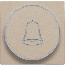 Set de finition avec anneau transparent avec symbole sonnette pour bouton-poussoir 6 A avec LED couleur ambre avec culot E10, couleur champagne coated