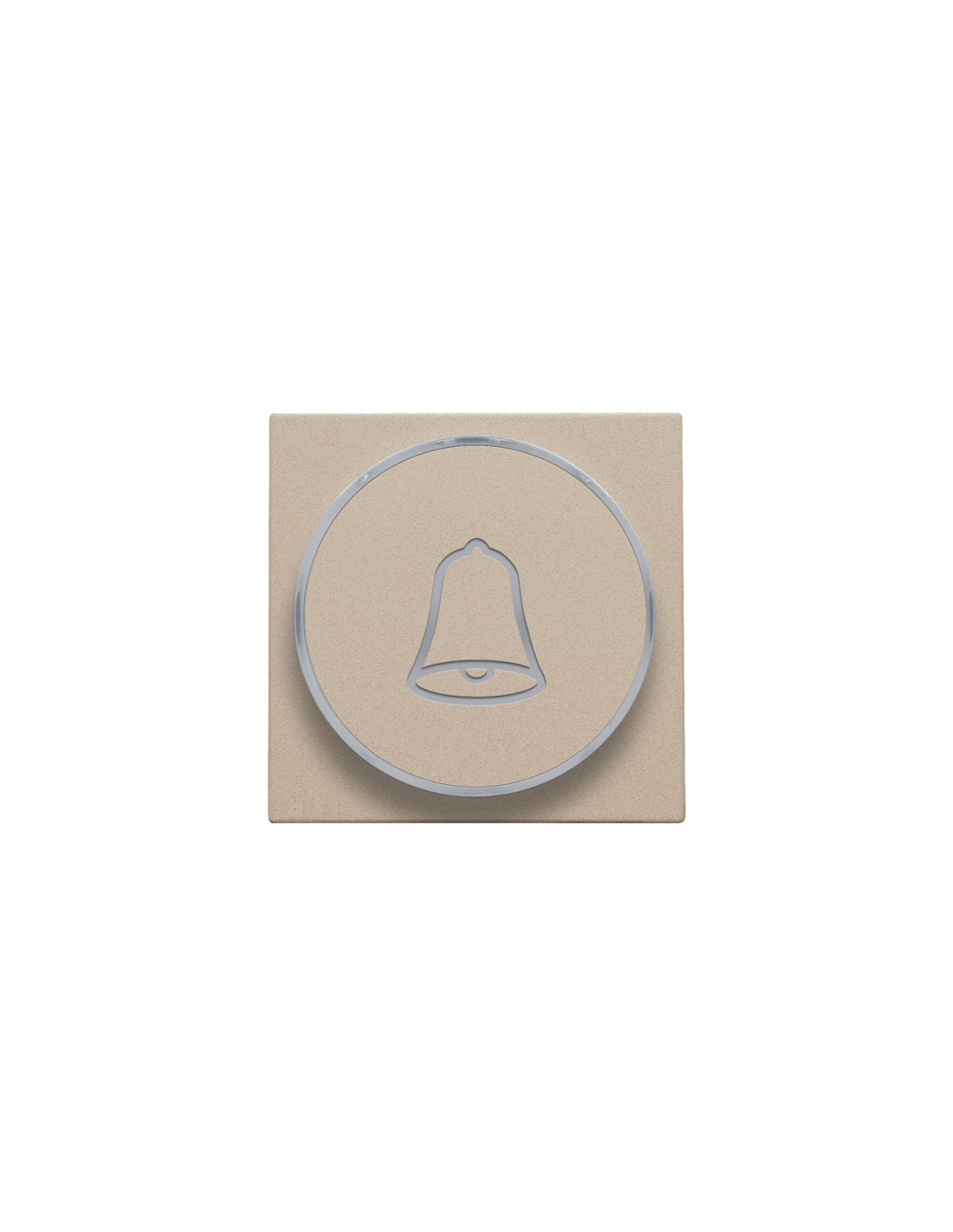 Set de finition avec anneau transparent avec symbole sonnette pour bouton-poussoir 6 A avec LED couleur ambre avec culot E10, couleur champagne coated