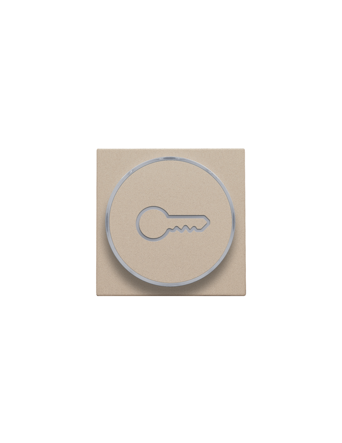 Set de finition avec anneau transparent avec symbole clé pour bouton-poussoir 6 A avec LED couleur ambre avec culot E10, couleur champagne coated