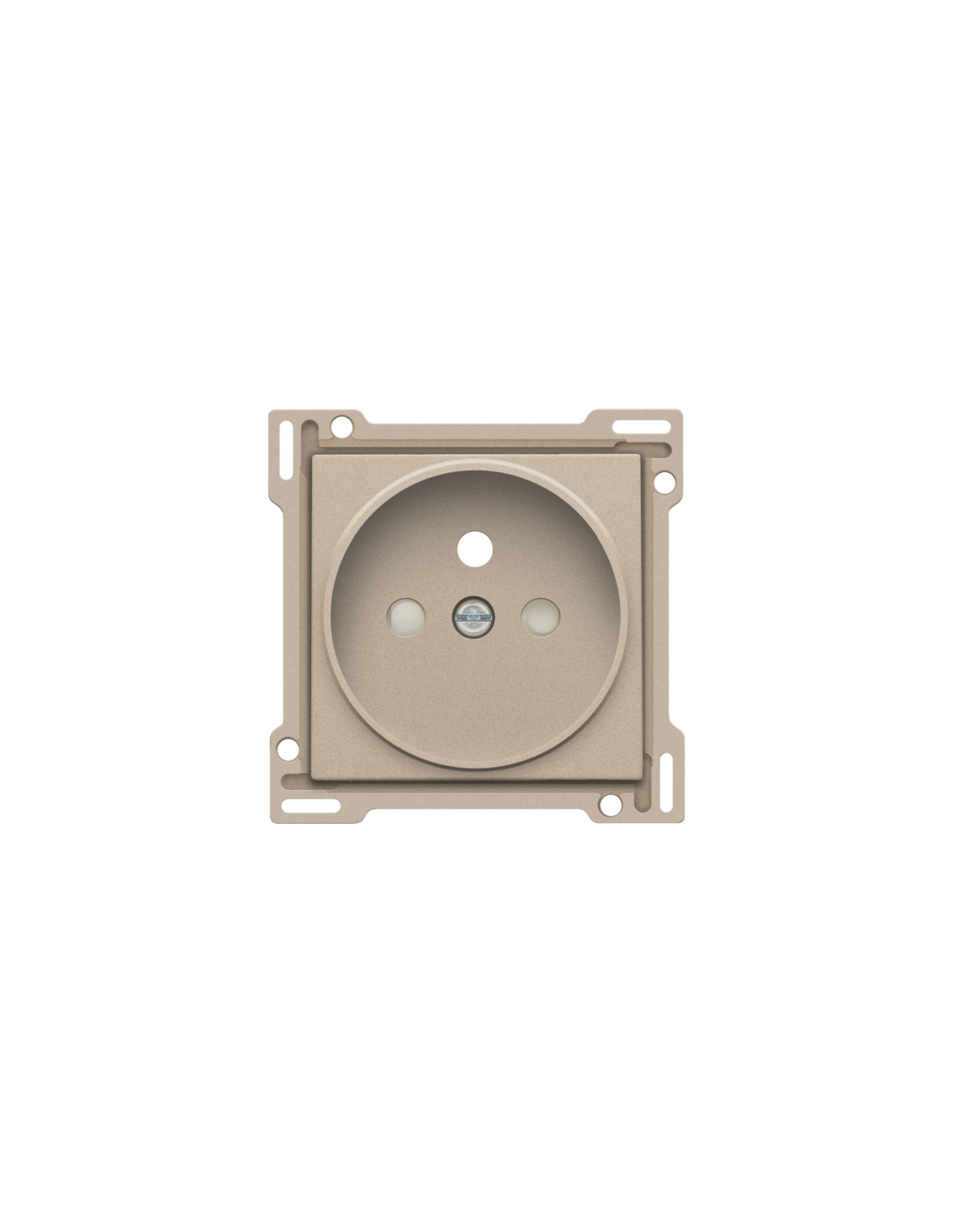 Set de finition pour prise de courant avec broche de terre et obturateurs de protection, profondeur d’encastrement de 21 mm, couleur champagne coated