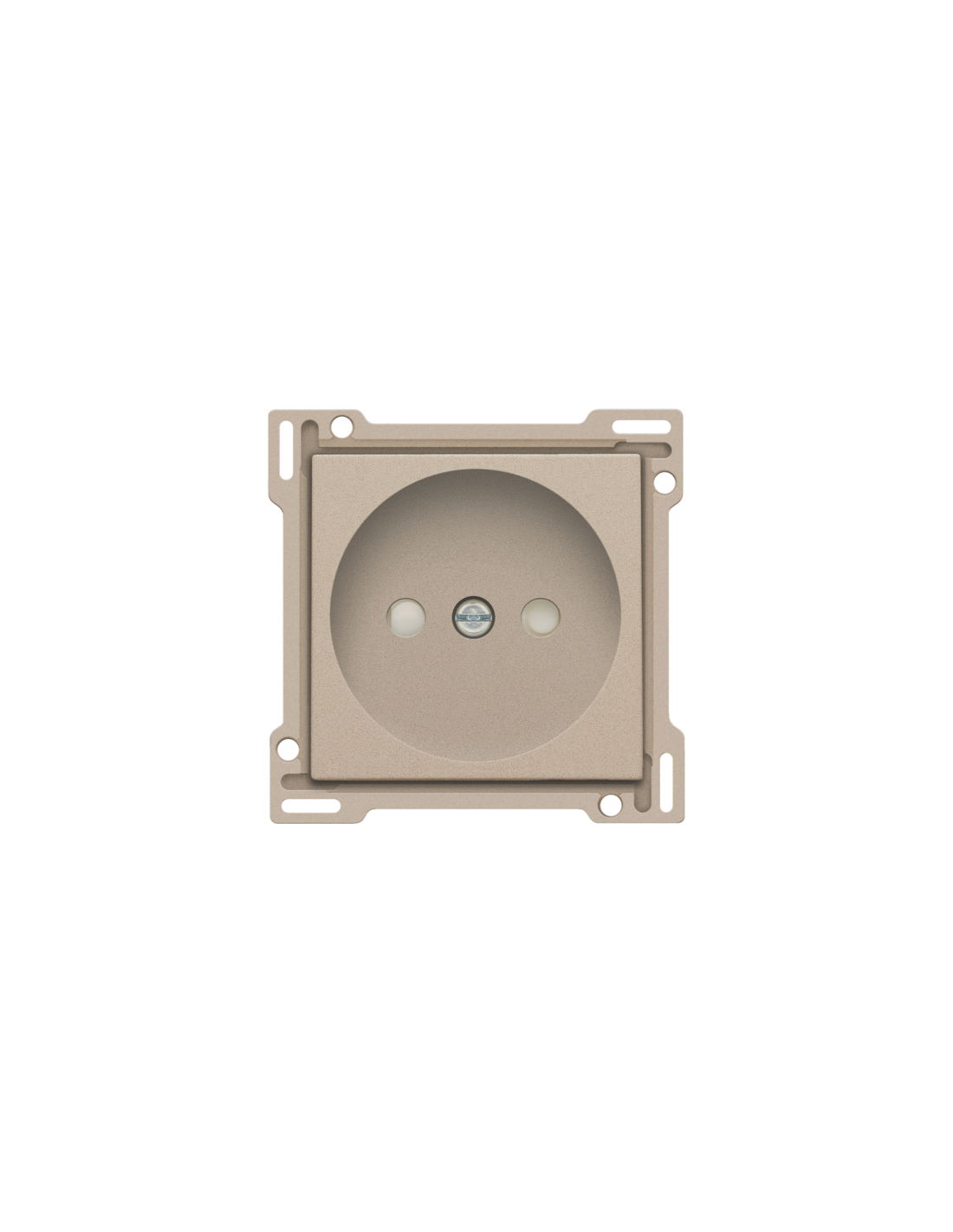 Set de finition pour prise de courant sans terre, avec obturateurs de protection, profondeur d’encastrement de 21 mm, couleur champagne coated