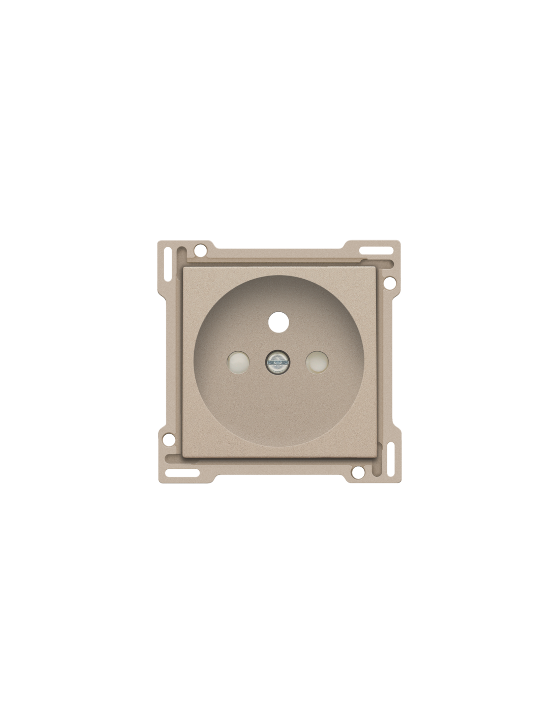 Set de finition pour prise de courant avec broche de terre et obturateurs de protection, profondeur d’encastrement de 28,5 mm, couleur champagne coated